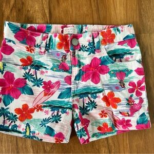 The Children's Place Floral Hawaiian Print Shorts - Pink, Orange, Green